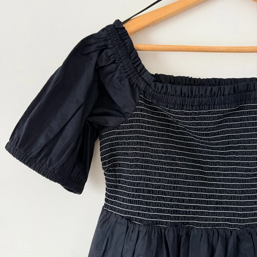 Old Navy Black Off-Shoulder Smocked Peplum Blouse